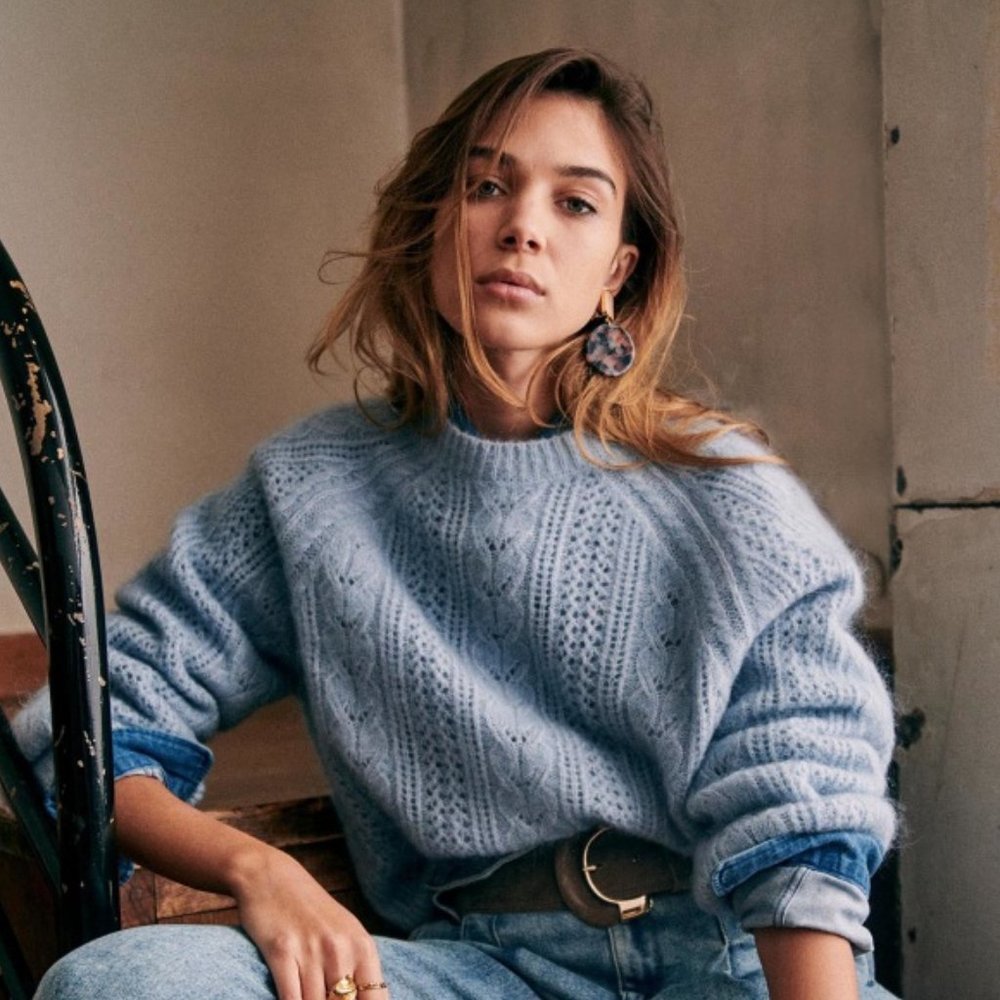 Sezane Scarlett Jumper in Sky Blue